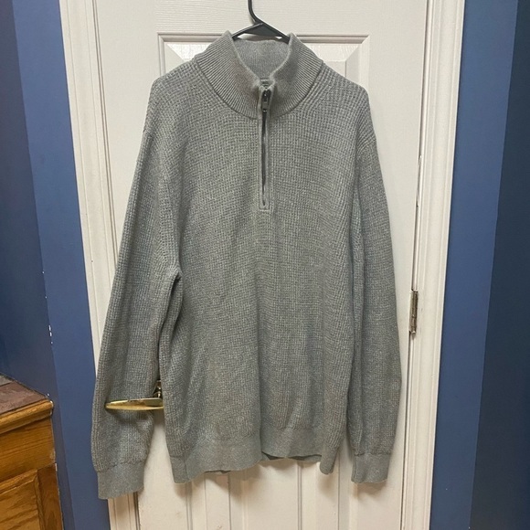GAP Waffle Men’s Stitch Quarter Zip Mockneck Gray Sweater - XL. - Picture 2 of 8